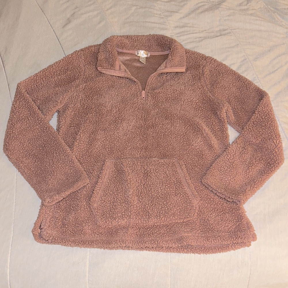 JUST BE sherpa quarter zip sweatshirt